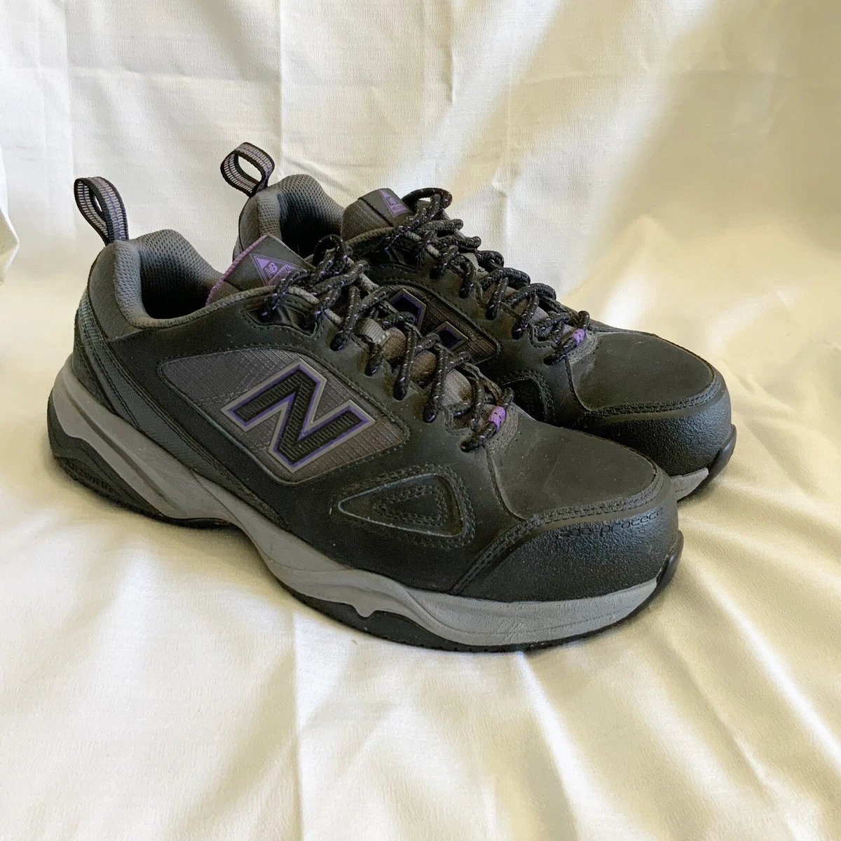 New Balance Women s 9.5 627 Steel Toe Slip Resistant Work Shoes Black Purple