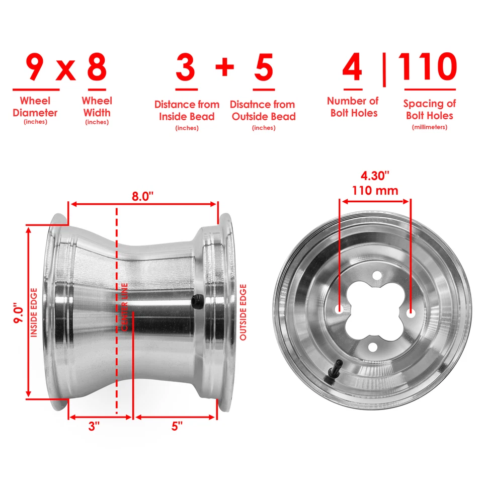 Rear Wheel Rim For Polaris Phoenix 200 2006 / Outlaw 450 S 525 S 2008-2009 - Image 2 of 4