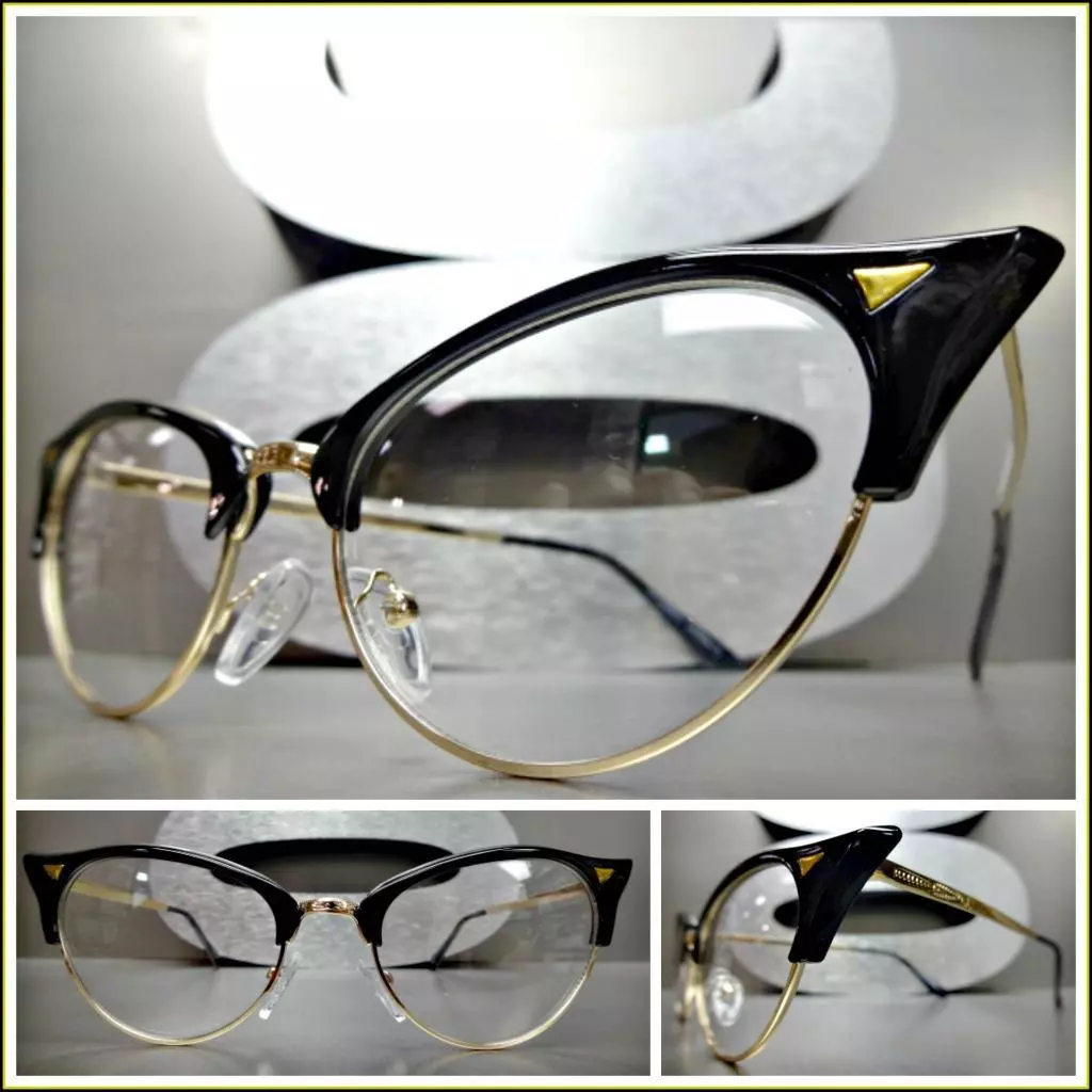 Black and gold cat eye cheap glasses