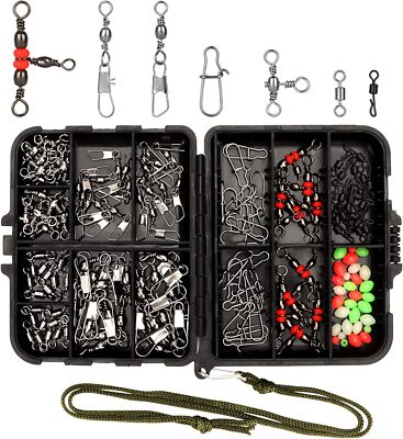 160 Stk Karpfen Angelwirbel Snaps Kit Anglerausrüstung Angelset Angelzubehör