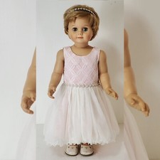 AMERICAN PRINCESS FLORAL TULLE PARTY DRESS WITH BOW TODDLER GIRLS 3T PEACH