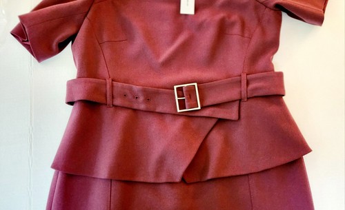 Karen millen Crepe Asymmetric Neck Belted Midi Pencil Dress Size 10 ,12 US - Picture 7 of 18