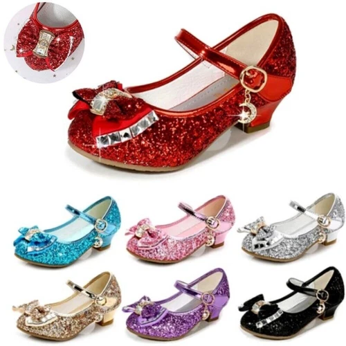 YOSICIL Prinzessinnenschuhe Mit Absatz Für Mädchen - Ballerinas Mit Schleifen Für Hochzeit & Festivals