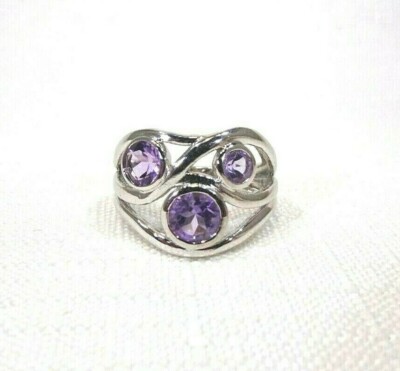 1.51 ct Natural Amethyst Sterling Silver Ribbon Weave Ring US (7) AU (O)