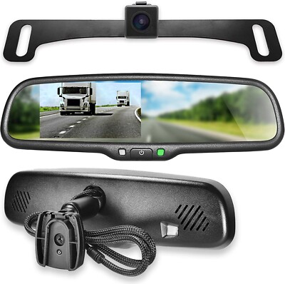 Master Tailgaters Rear View Mirror with 4.3  LCD Screen and 170° Backup Camera