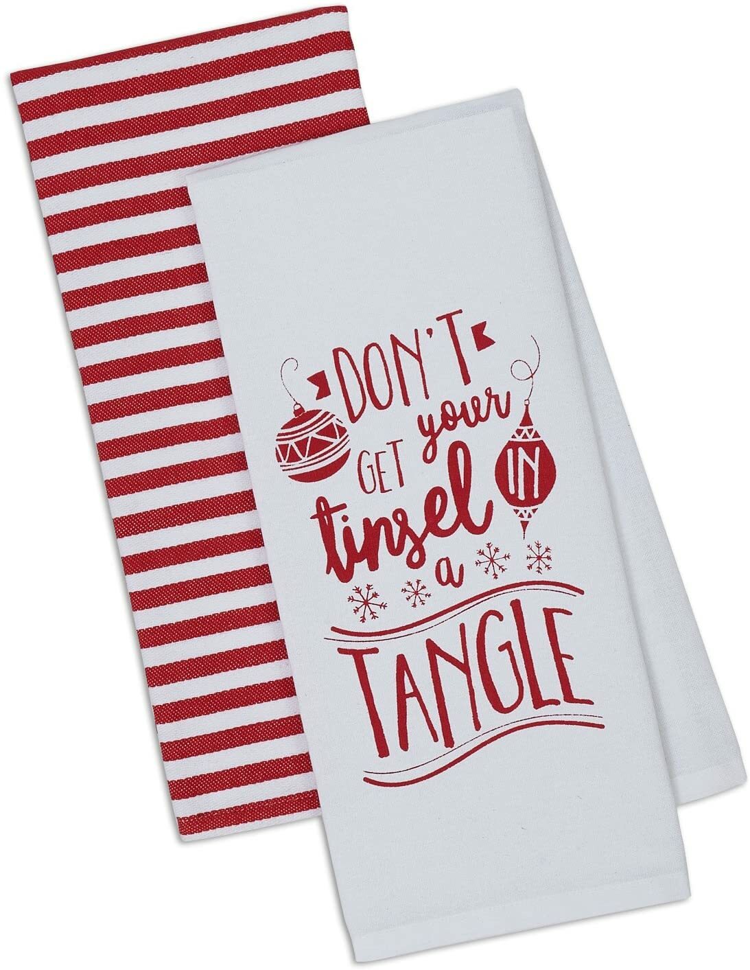 Design Imports Tinsel in a Tangle Christmas Holiday Kitchen Dishtowel Set of 2
