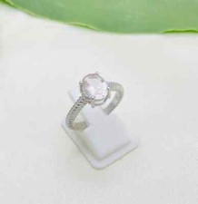 Natural Rose Quartz Ring 925 Sterling Silver Twisted Wire Ring Anniversary Gift