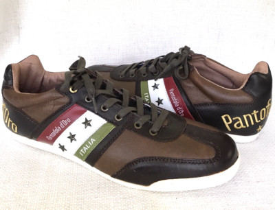 New Pantofola d oro Mens Italian Stripe Shoes Brown Leather Lace-up Casual Sz 15