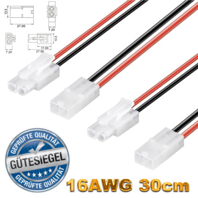   2 Paar Tamiya Stecker Buchse + 30cm Kabel 16AWG Lipo Akku Kupplung Verbindung