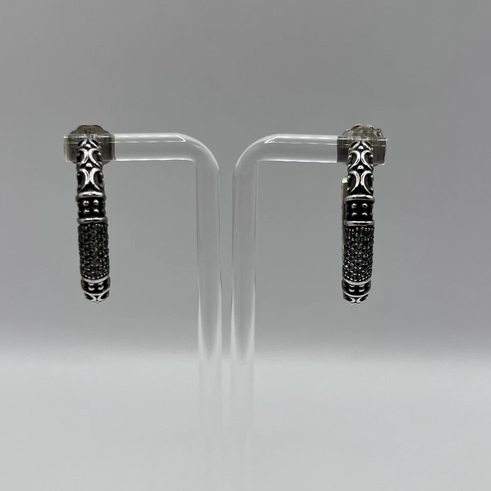 Elyse Ryan Sterling Silver Gemstone Hoop Earrings - Image 2 of 4