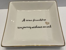 Gold Trim Trinket Tray Jewelry Ring Holder Dish 4  Square Porcelain Display Tray