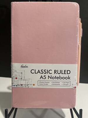 Feela Classic Ruled A5 Notebook8.5 x5.25 Pink New With Pink