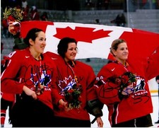 KIM ST-PIERRE CAROLINE OUELLETTE LABONTE SIGNED TEAM CANADA 2010 GOLD  Reprint