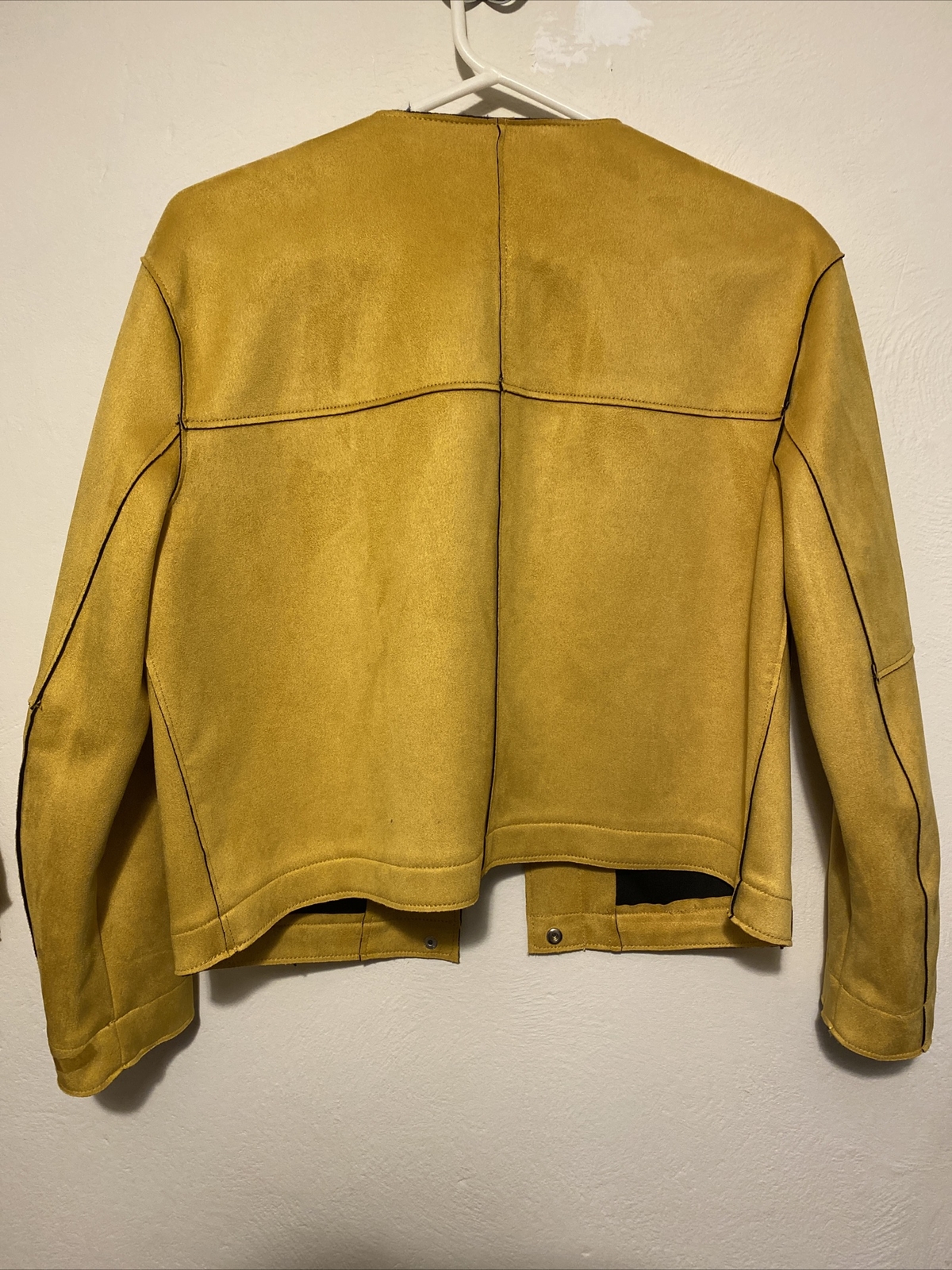 Womens Zara Basic button down yellow suedette jac… - image 2