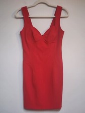 Diane Von Furstenberg Bodycon Dress Sz 4 Red Sweatheart Neck Cocktail Date Night