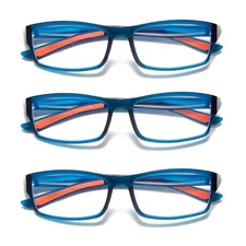 3 PK Mens Unisex Blue Light Blocking Reading Glasses Black White Frame Readers
