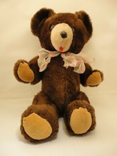15" 1973 Vintage Brown R. Dakin Teddy Bear With Colorfully Bow.