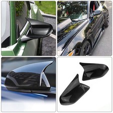 For 2015-21 Ford Mustang Glossy Black Horn Style Rearview Side Mirror Cover Caps