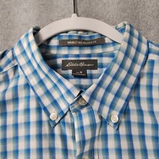 Eddie Bauer Men s Shirt Blue Size M Plaid Relaxed Fit Button Down Wrinkle Free