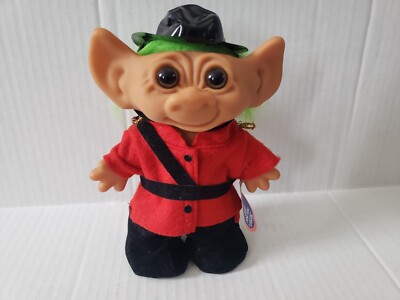 Vintage Uneeda Wishnik Canadian Mounty TROLL Trolls 8'' Doll Green Hair W/Tag
