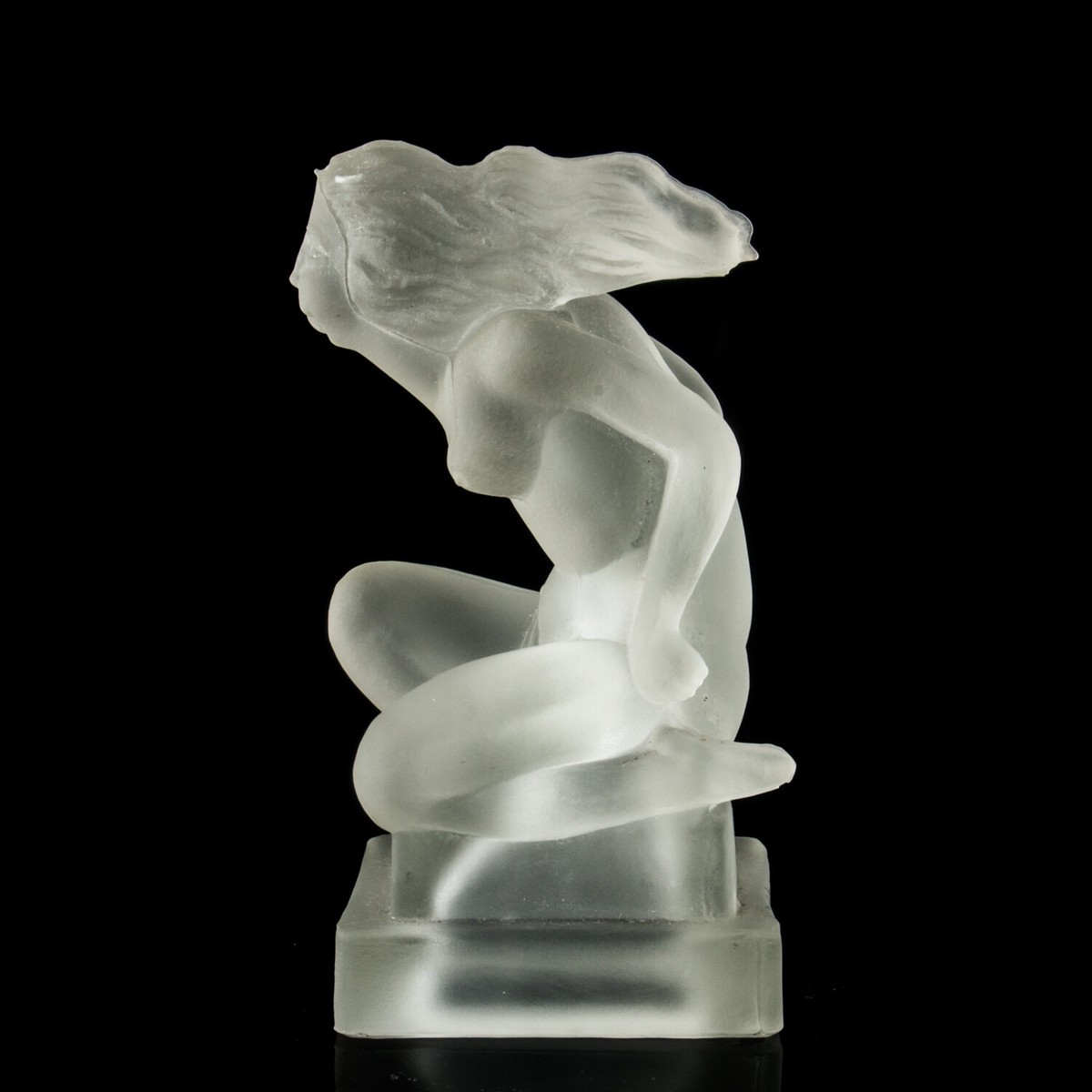 Red Ashay Car Mascot Hood Ornament Art Deco Glass Speed Girl