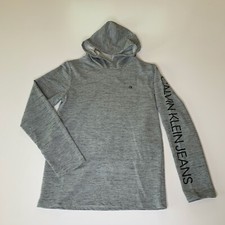 Calvin Klein Jeans Boys Gray Hoodie Sweatshirt Long Sleeve Top Size M 10/12 