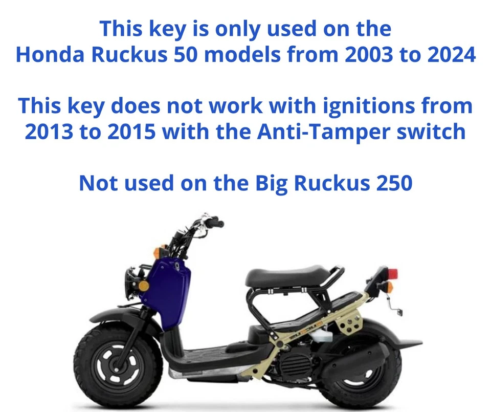 Honda Ruckus Keys Replacement Key Cut to your Code A00-A99 B00-B99 - Image 2 of 4
