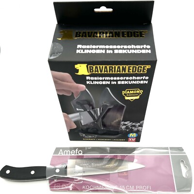 Bavarian Edge DIAMOND Edition Messerschärfer + Amefa Profi Kochmesser mit 15 cm