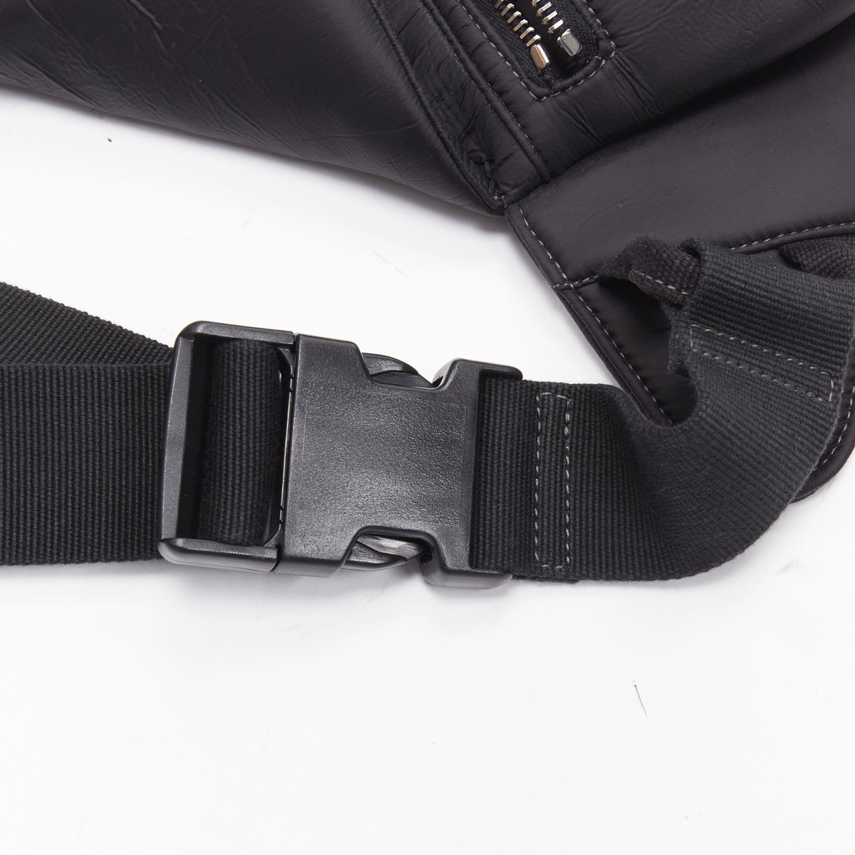RICK OWENS black blistered neoprene silver zippers crossbody