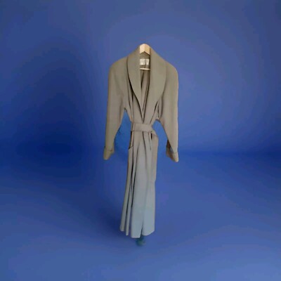 Vtg Jones NY 1980s Beige Wool Trench Coat Large Water Spot On Lining