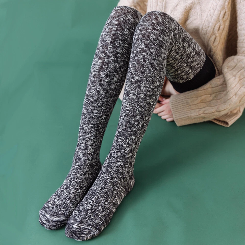 Damen Overknee Stockings Lang Socken Stricke Strümpfe Leggings Kniestrumpf Bunt - Bild 3 von 4