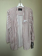Vintage S. L. Fashion Striped Pink Blazer Jacket Size 14 - Made in USA NWT