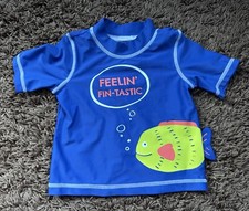 Carter  s Baby Blue Swim Rash Guard Top  Feelin  Fin-Tastic  Design - Size: 12M