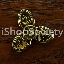 Metal Cross Shield Tri Spinner Figet Spinners Hand Desk Focus Toy ADHD - GOLD