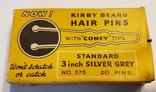 Vintage Kirby Beard 3" Silver Gray Comfy Tip Hair Pins Size No. 375 England 20