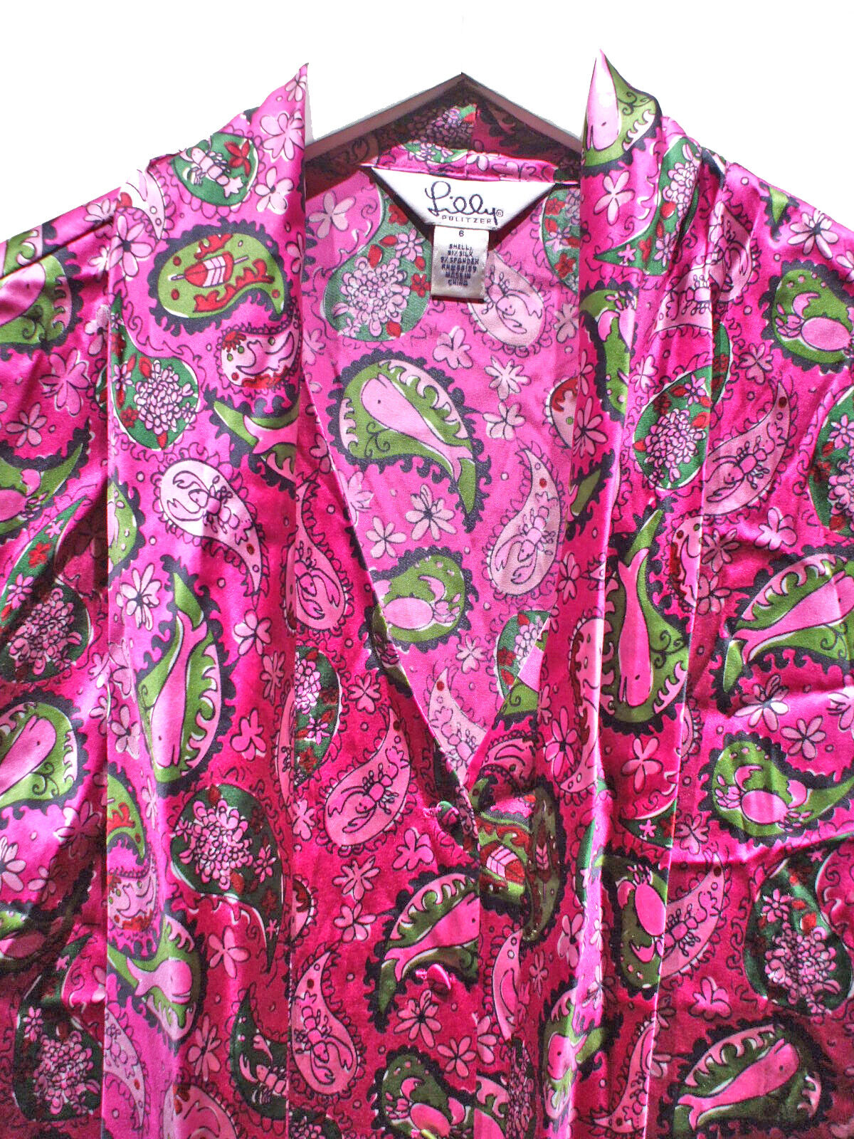 Vintage LILLY PULITZER Pink Paisley SILK Shirt Bl… - image 2