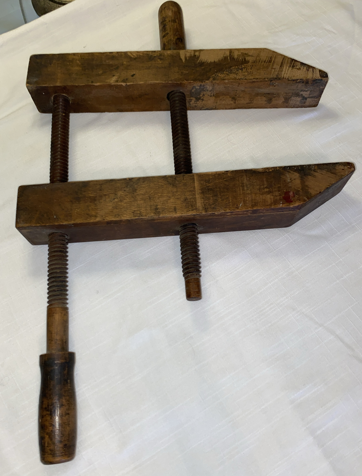 Antique Primitive Branded Wooden Hand Screw Wood Clamp Tool eBay