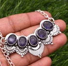 Amethyst Gemstone 925 Sterling Silver Handmade Jewelry Necklace 18"