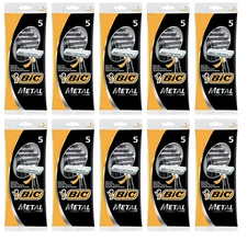 BIC Metal Disposable Mens Shaving Razors, 5 Count (Pack of 10)