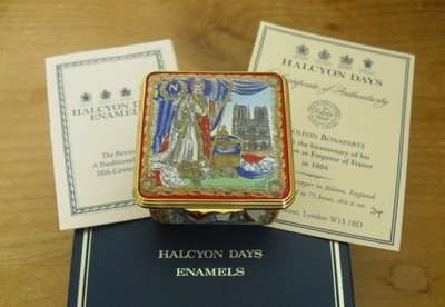 Boxed Ltd Ed Halcyon Days Napoleon Bonaparte Bicentenary Emaille Box - 2 1/8''