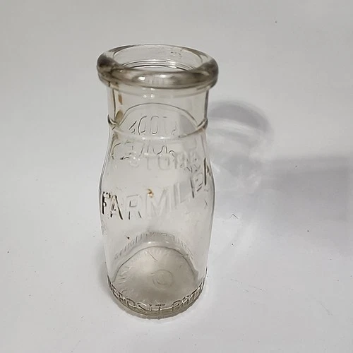 Farmlea Store Bottle Embossed Glass Milk Bottle  Half Pint Vintage