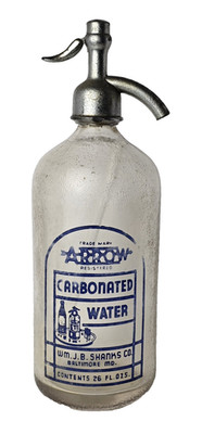 Vintage 26 oz. Arrow Seltzer Bottle   Wm. J. B. Shanks Co. Baltimore MD