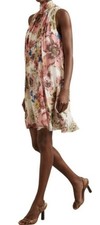 Reiss 'kady' chiffon dress size uk6 halter tie neck floral knee length occasion
