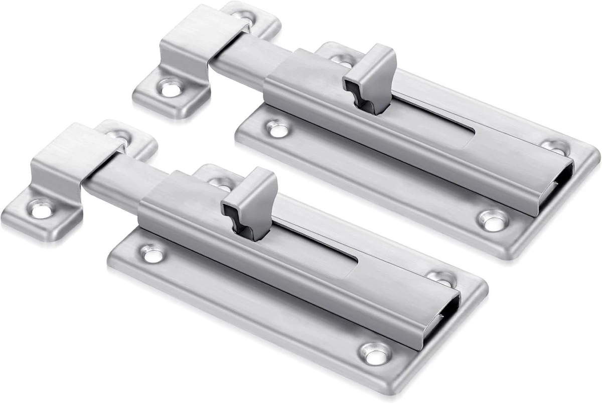 Pack 5 Pestillos De Puerta De Acero Inoxidable: Cerrojo Deslizante De 2 Pulgadas Plateado