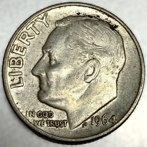 1964-D Roosevelt Dime - Circulated Condition - 90% Silver - US Coin - 3113