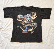 Vintage Novel Teez Rhino Snake Fantasy T Shirt 90s Black Graphic USA Made M