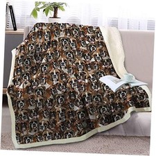 Blanket Super Soft Cozy Reversible Fluffy Throw, 50 x 60 Inches Boxer Dog