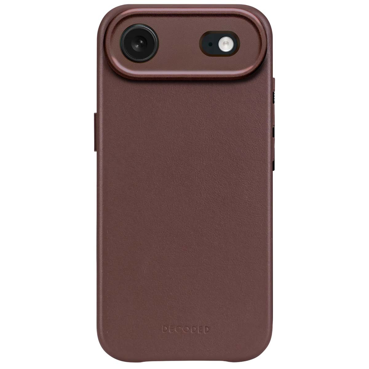 Étui iPhone 17 Air antichoc en cuir pleine fleur marron par Decoded
