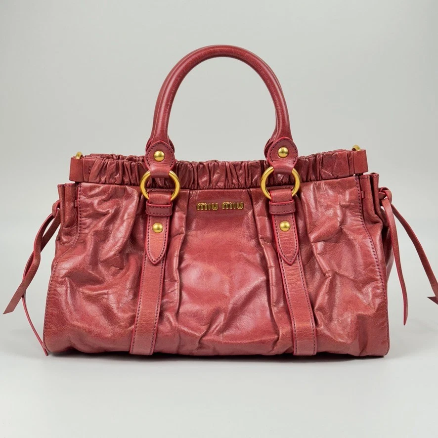 miu miu vitello lux Bag 2way ピンク ハンドバッグ miu miu ピンク ハンドバッグ ショルダーバッグ2way ヴィッテロルクス