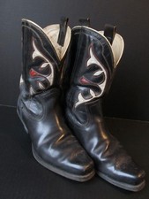 Vintage 50s Cowboy Boots w/inlay Cuban Heel Western Rodeo